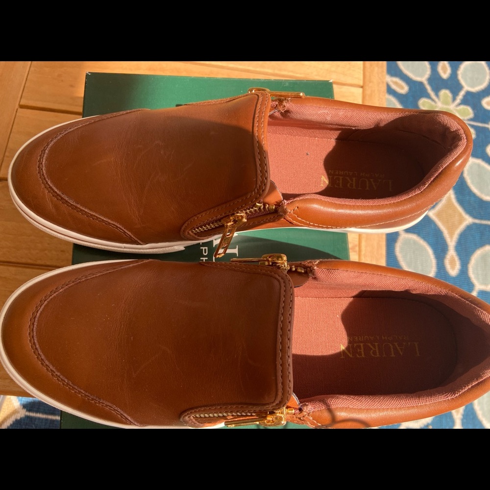 Ralph Lauren Women’s Tan Leather Tan Slip On